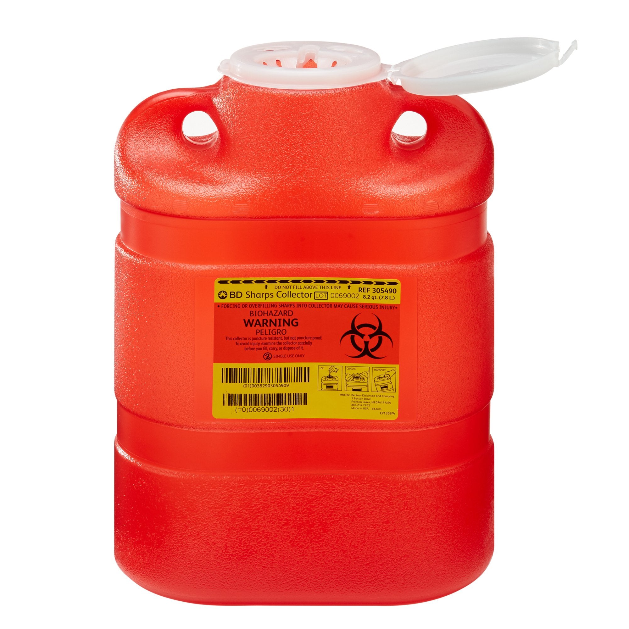 BD Sharps Container, 8.2 Quart, 132/5 x 92/5 x 53/10 Inch Medical