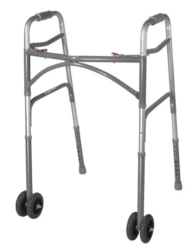 Bariatric Adult Folding Walker w/Wheels  Double Button (Walkers - Two Button) - Img 1