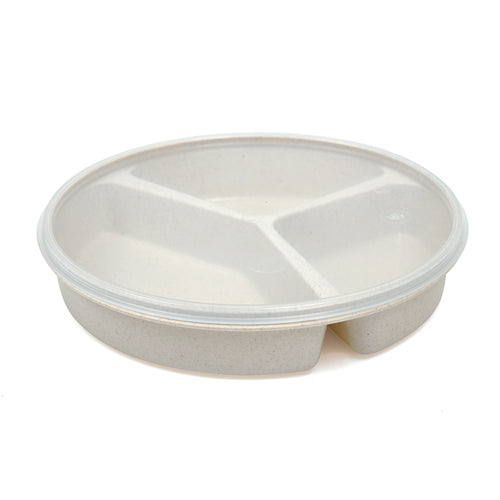 Scoop Dish Partitioned w/Lid Sandstone (Dinnerware) - Img 1