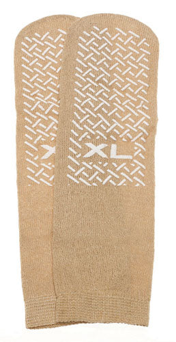 Slipper Socks; XL Beige Pair Men's  10-12  Wms 11-13 (Foot Care Aids) - Img 1