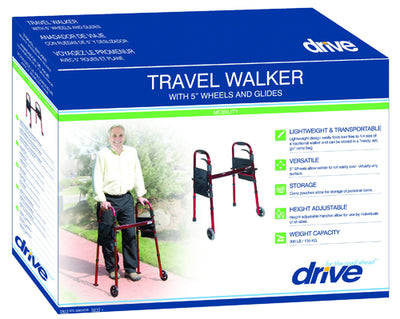 Deluxe Folding Travel Walker Red (Walkers - Two Button) - Img 5