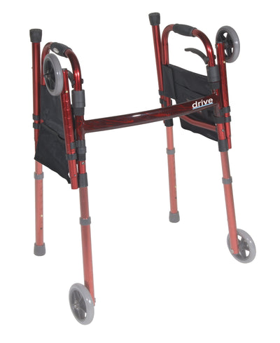 Deluxe Folding Travel Walker Red (Walkers - Two Button) - Img 3