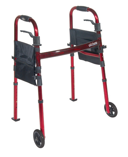 Deluxe Folding Travel Walker Red (Walkers - Two Button) - Img 1