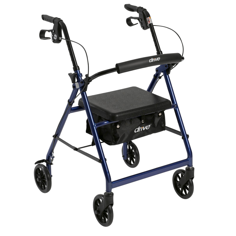 Rollator 4-Wheel with Pouch & Padded Seat Blue - Drive (Rollators) - Img 1