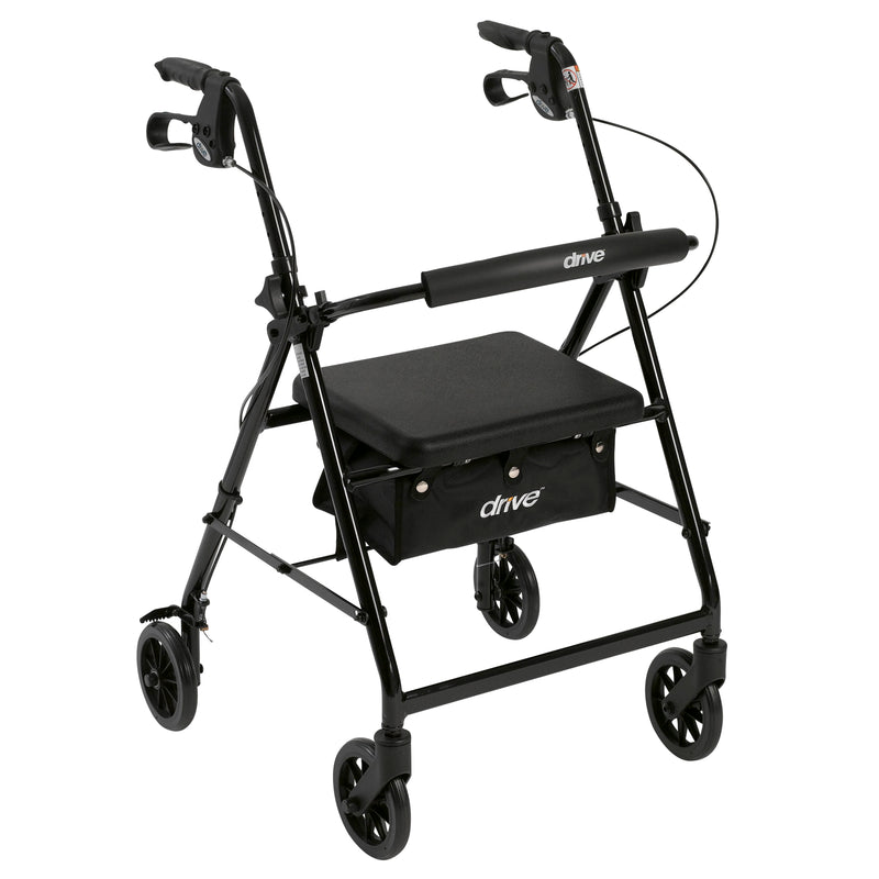 Rollator 4-Wheel with Pouch & Padded Seat  Black - Drive (Rollators) - Img 1