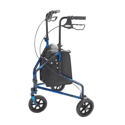 Rollator 3-Wheeled w/Pouch & Basket Loop Brake-Flame Blue (3-Wheel Rollators) - Img 1