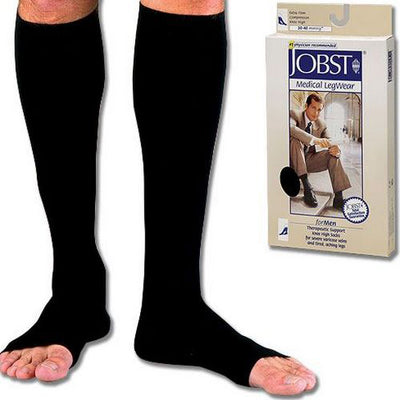 Jobst For Men 20-30 Open Toe Knee-Hi  Black Large (Jobst for Men 20-30 Knee High) - Img 1