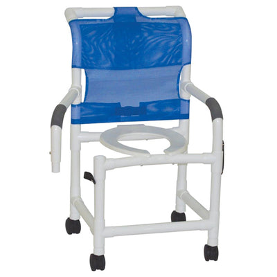 Shower Chair/Commode  PVC 18  w/Double Drop-Arms & Casters (Bedside Commodes) - Img 1