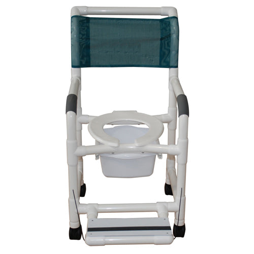 Shower Chair PVC Deluxe w/Folding Footrest & Sq. Pail (Commodes/Shower Chairs) - Img 1