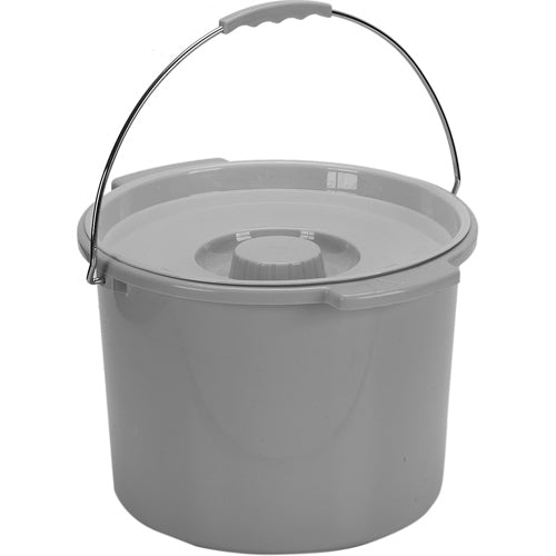 Commode Pail With Lid 12 Quart  Gray (Commode Pails) - Img 1