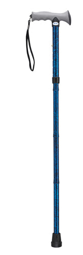 Folding Cane Alum w/Gel Grip Blue Crackle (Canes - Folding) - Img 1