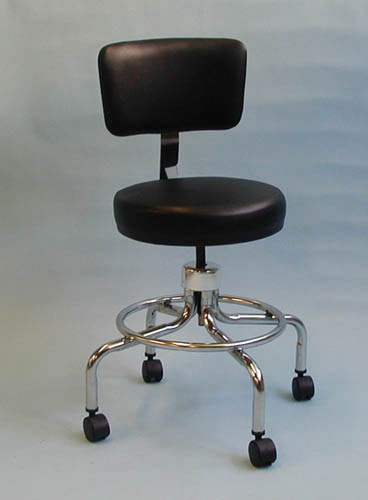 Classic Doctors Stool W/ Back W/ Foot Ring & Casters (Stools/Chairs - Examination) - Img 1