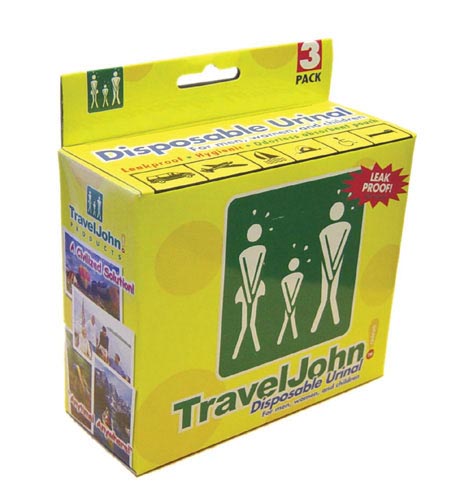 Travel John Disp Urinary Pouch  Bx/3 (ADL Bathroom Products) - Img 1