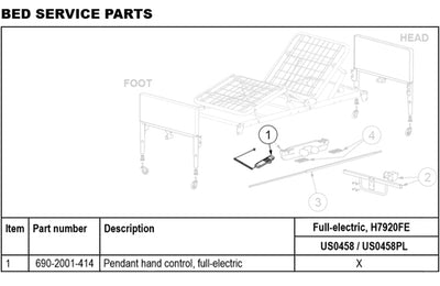 Pendant for Full Electric Bed (Patriot--#1801B) (Beds, Parts & Accessories) - Img 1