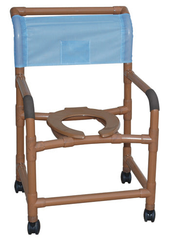 Shower Chair  Wide  Deluxe PVC Wood-Tone (Bedside Commodes) - Img 1