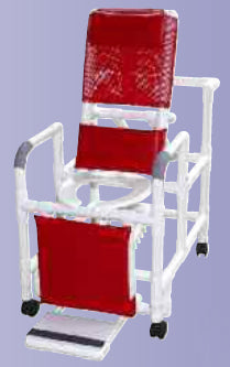 Reclining Shower Chair w/Dlx Elongated Commode Seat PVC (Bedside Commodes) - Img 1