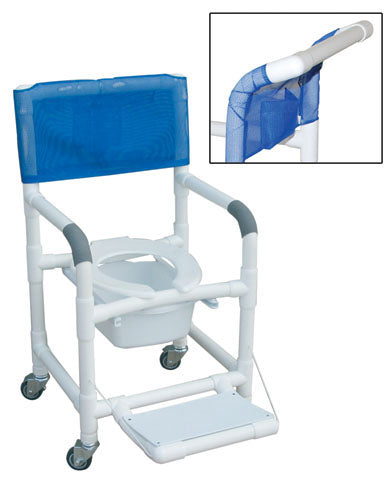 Shower Chair PVC Dlxe Drop Arm w/Folding Footrest & Sq. Pail (Commodes/Shower Chairs) - Img 1