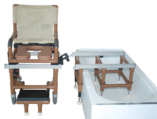 Dual Commode Shower/Transf PVC Chair Deluxe/Wood-Tone (Bedside Commodes) - Img 1