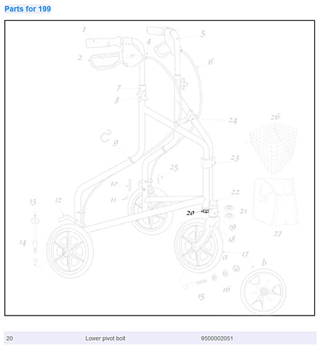 Bolt only for 3 Wheel Rollator (Rollator Parts & Accessories) - Img 1