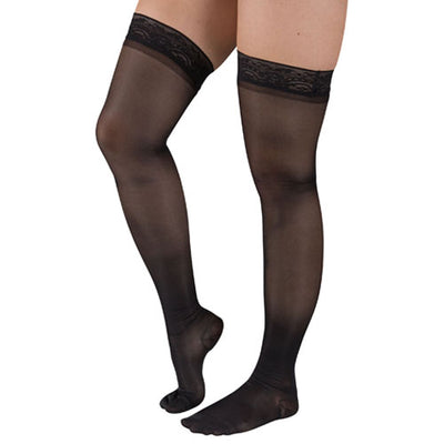 Ladies' Shr Moderate Supprt 2X 15-20mmHg Thgh w/StayTop Black (Ladies 15-20 Thigh Hi) - Img 1