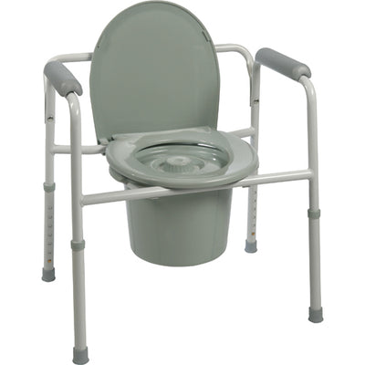 Commode  3-in-1  Non-Folding  Steel  Plastic Armrests  4/CS (Bedside Commodes) - Img 1