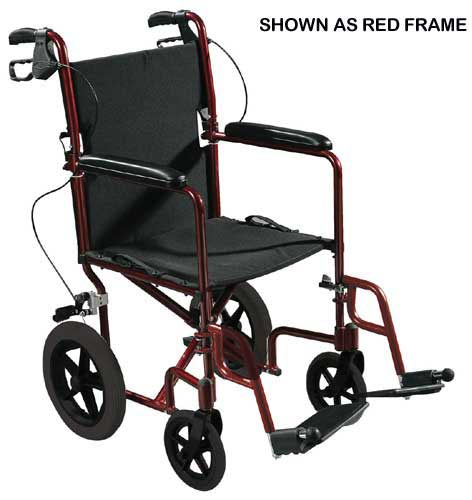 Expedition Aluminum Transport Chair w/Loop Locks  19  Red (Wheelchair - Transport) - Img 1