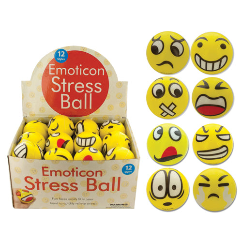 Emoticon Stress Ball Countertop Display  Bx/24 (Hand/Wrist Exercise Products) - Img 1