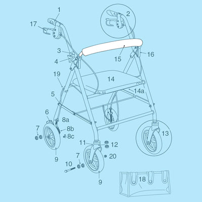 Backrest Replacement For R800 and R900 Rollator Series (Rollator Parts & Accessories) - Img 1