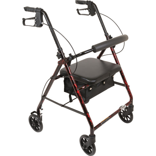 Deluxe Aluminum Rollator  Burgundy  Flame  8  Wheels (Rollators) - Img 1