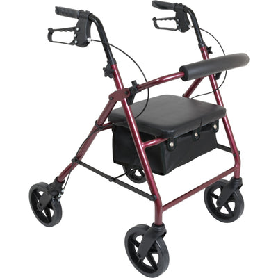 Deluxe Aluminum Rollator 8  Wheels Burgundy (Standard 4-Wheel Rollators) - Img 1