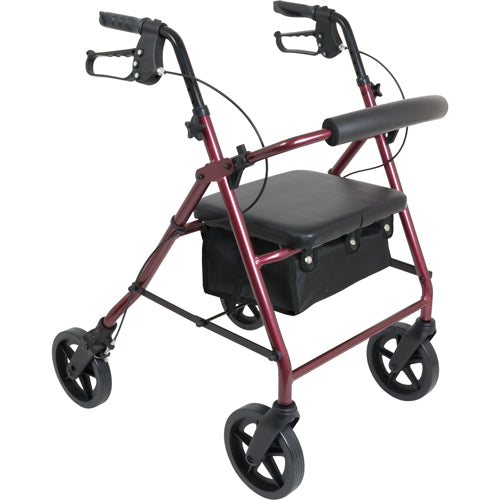 Deluxe Aluminum Rollator 8  Wheels Burgundy (Standard 4-Wheel Rollators) - Img 1