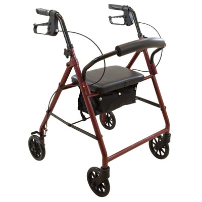 Rollator  Steel  6  Wheels Burgundy  300 lb. Weight Cap (Rollators) - Img 1