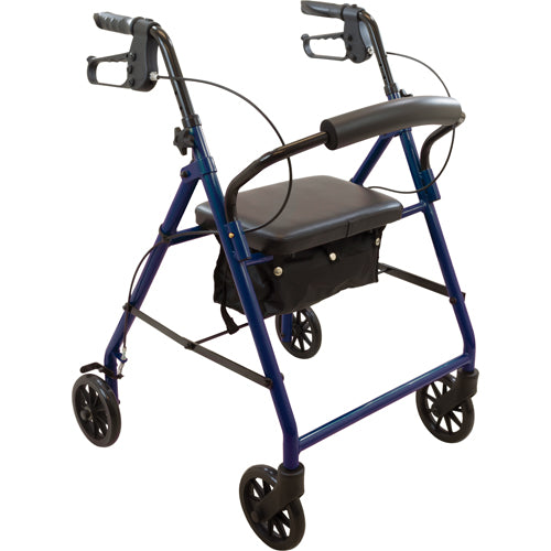 Rollator  Steel  6  Wheels Blue  300 lb. Weight Cap (Rollators) - Img 1