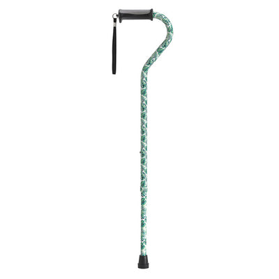 Offset Cane with Gel Grip Green Leaves (Canes - Aluminum) - Img 1
