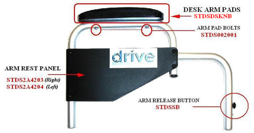 Arm pad bolt set/1 ea. (Wheelchair - Accessories/Parts) - Img 1