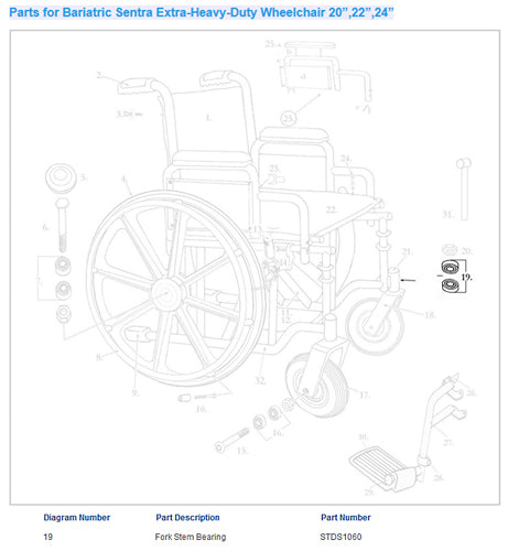 Wheelchair Fork Bearing only (Wheelchair - Accessories/Parts) - Img 1