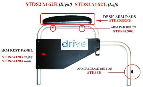 Left Arm Rest Assembly only for Polywog Rollators (Wheelchair - Accessories/Parts) - Img 1