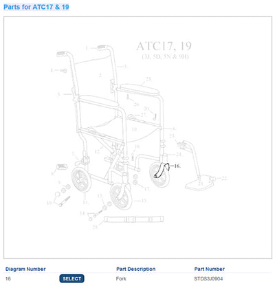 Front Fork for 10950 Transport Chairs (Wheelchair - Transport) - Img 1