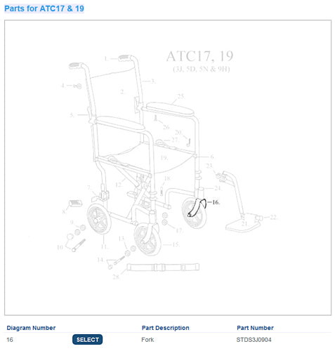 Front Fork for 10950 Transport Chairs (Wheelchair - Transport) - Img 1