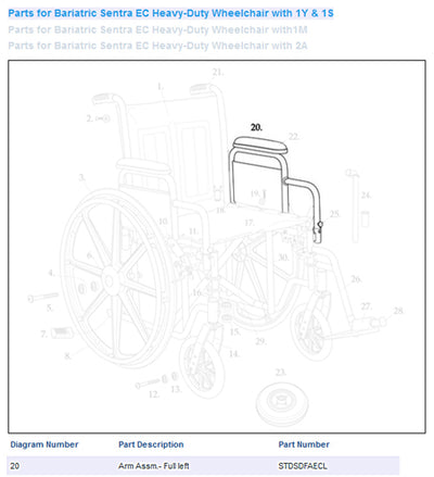 Wheelchair Arm w/Padding Full Length  Left (Wheelchair - Accessories/Parts) - Img 1