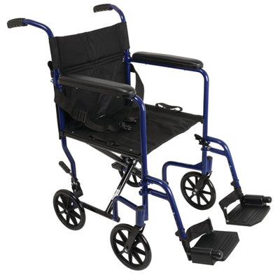 Aluminum Transport Chair w/ Footrests  Blue (Wheelchair - Transport) - Img 1