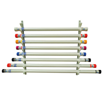 Wall Mount Therapy Bar Rack Holds 9 Bars (Cuff Weights Racks) - Img 1