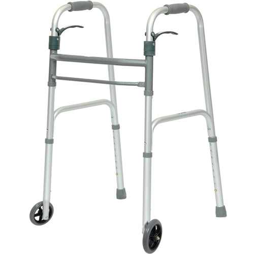 Folding Walker Trigger Release w/ 5  Wheels  Adult (Walkers - Two Button) - Img 1