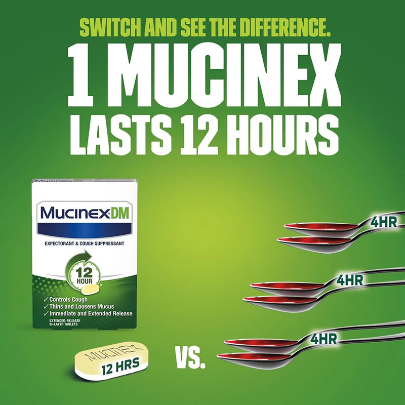 Mucinex® DM Guaifenesin / Dextromethorphan Cold and Cough Relief, 1 Carton of 40 (Over the Counter) - Img 4