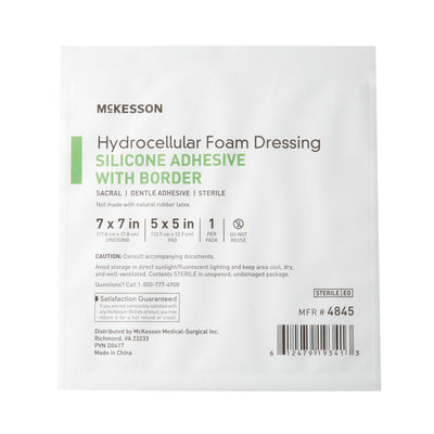 McKesson Silicone Adhesive with Border Silicone Foam Dressing, 7 x 7 Inch Sacral, 1 Box of 10 (Advanced Wound Care) - Img 3