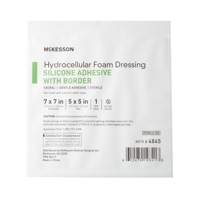 McKesson Silicone Adhesive with Border Silicone Foam Dressing, 7 x 7 Inch Sacral, 1 Box of 10 (Advanced Wound Care) - Img 3