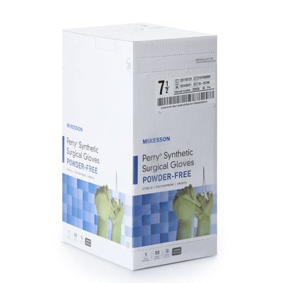 McKesson Perry® Performance Plus Polyisoprene Surgical Glove, Size 7.5, Green, 1 Box of 50 () - Img 2