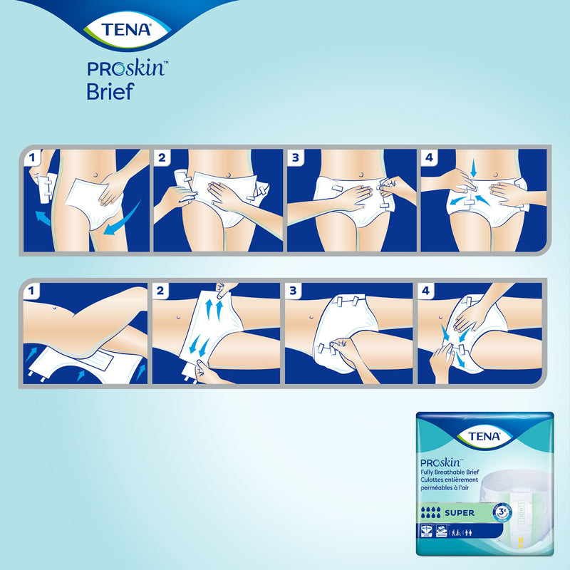 Tena Super Incontinence Briefs, Absorbent, Odor Control, 1 Case of 56 () - Img 5