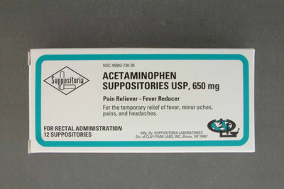 Suppositoria Acetaminophen Pain Relief Rectal Suppositories, 1 Box of 12 (Over the Counter) - Img 1