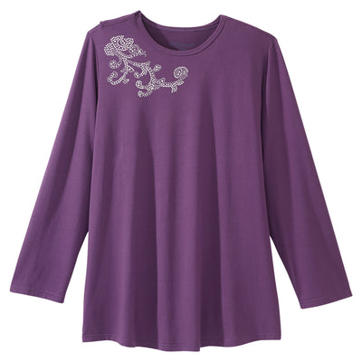 TOP, EMBELLISHED WMNS OPEN BACK EGGPLANT SM (Shirts and Scrubs) - Img 1